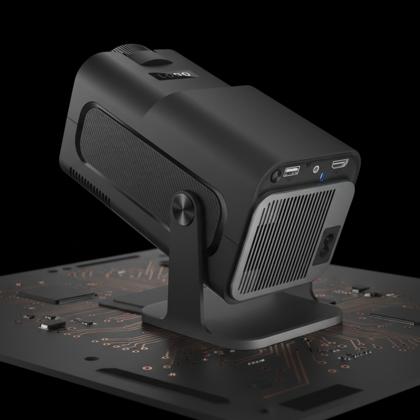 Back view of the Smart Cinema Core showing HDMI, USB, and power ports for easy connectivity.
