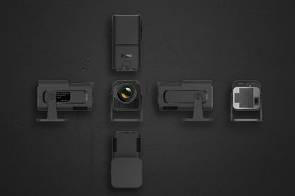 Compact design of The Visionary projector showing the lens and cooling vents for high-performance home theater.